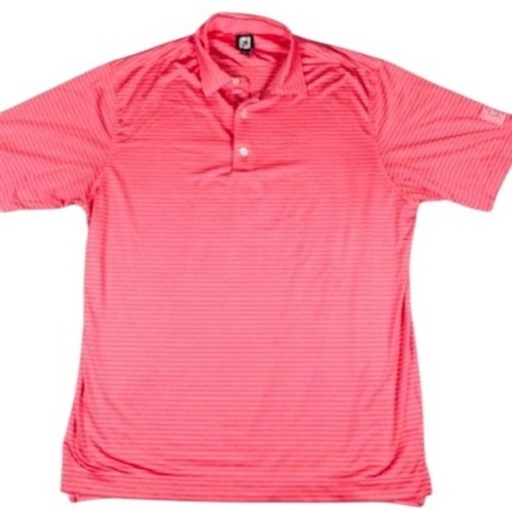 FootJoy Polo Shirt Mens XL Pink Striped‎ Short Sleeve PGA Tour Performance Golf